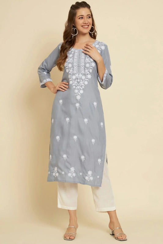 Grey Colour Cotton Slub Kurti KR1111046
