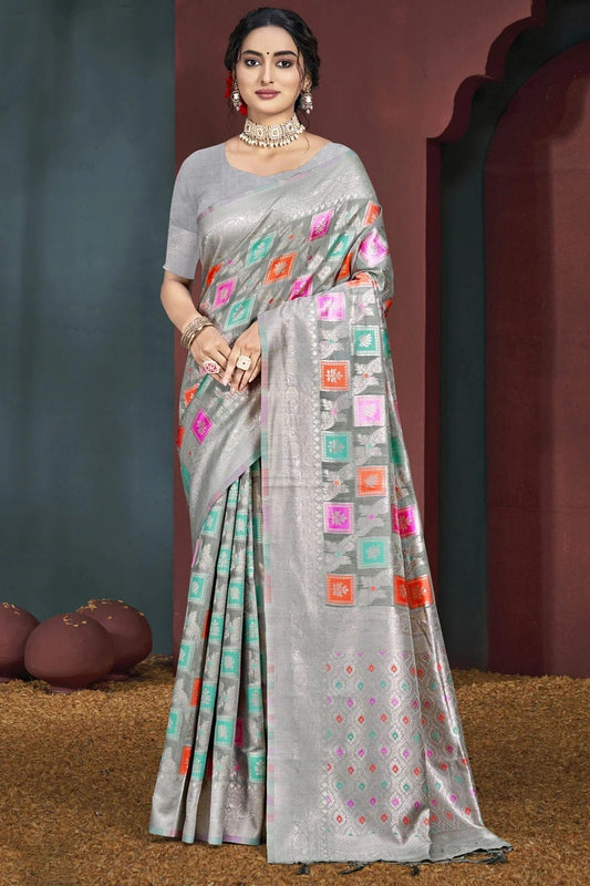 Grey Colour Cotton Traditional Saree SD1102763