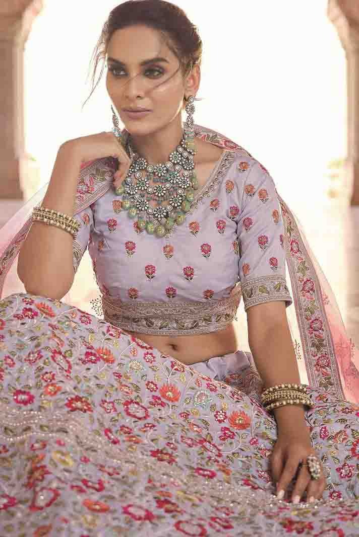 Grey Colour Crepe Thread Work Lehenga Choli LC1080331 A