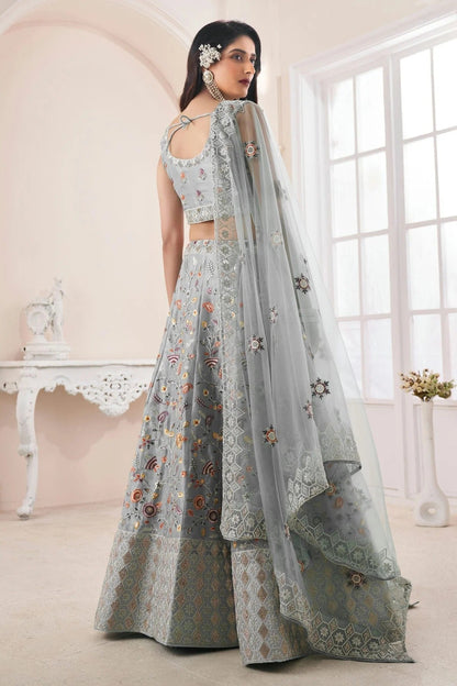 Grey Colour Embroidery Art Silk Lehenga Choli LD1080836 A