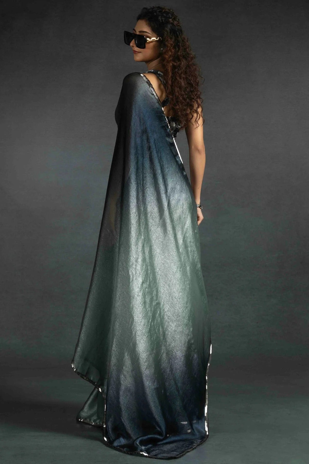 Grey Colour Fendi Satin Silk Ready To Wear Saree SD1122036 A