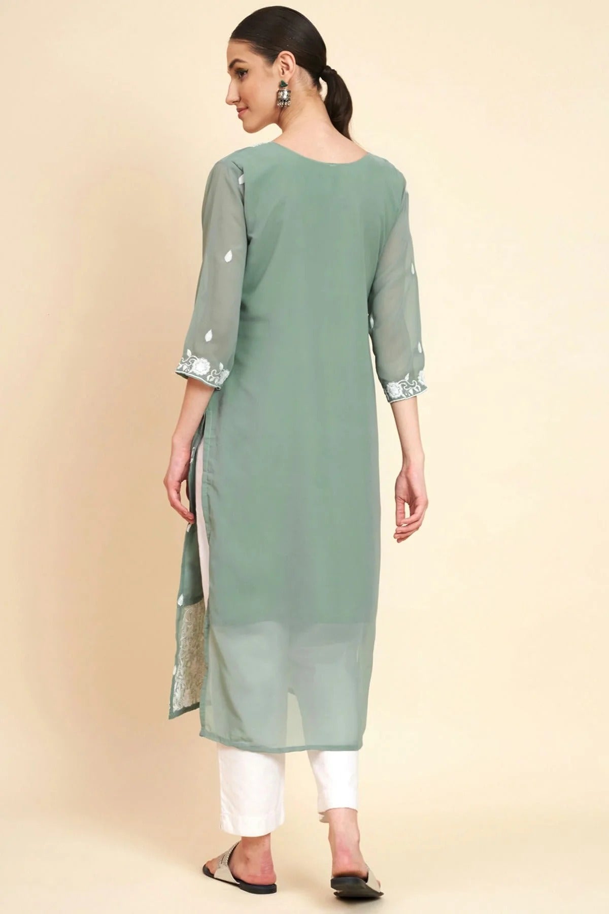 Grey Colour Georgette Kurti KR1111052 A