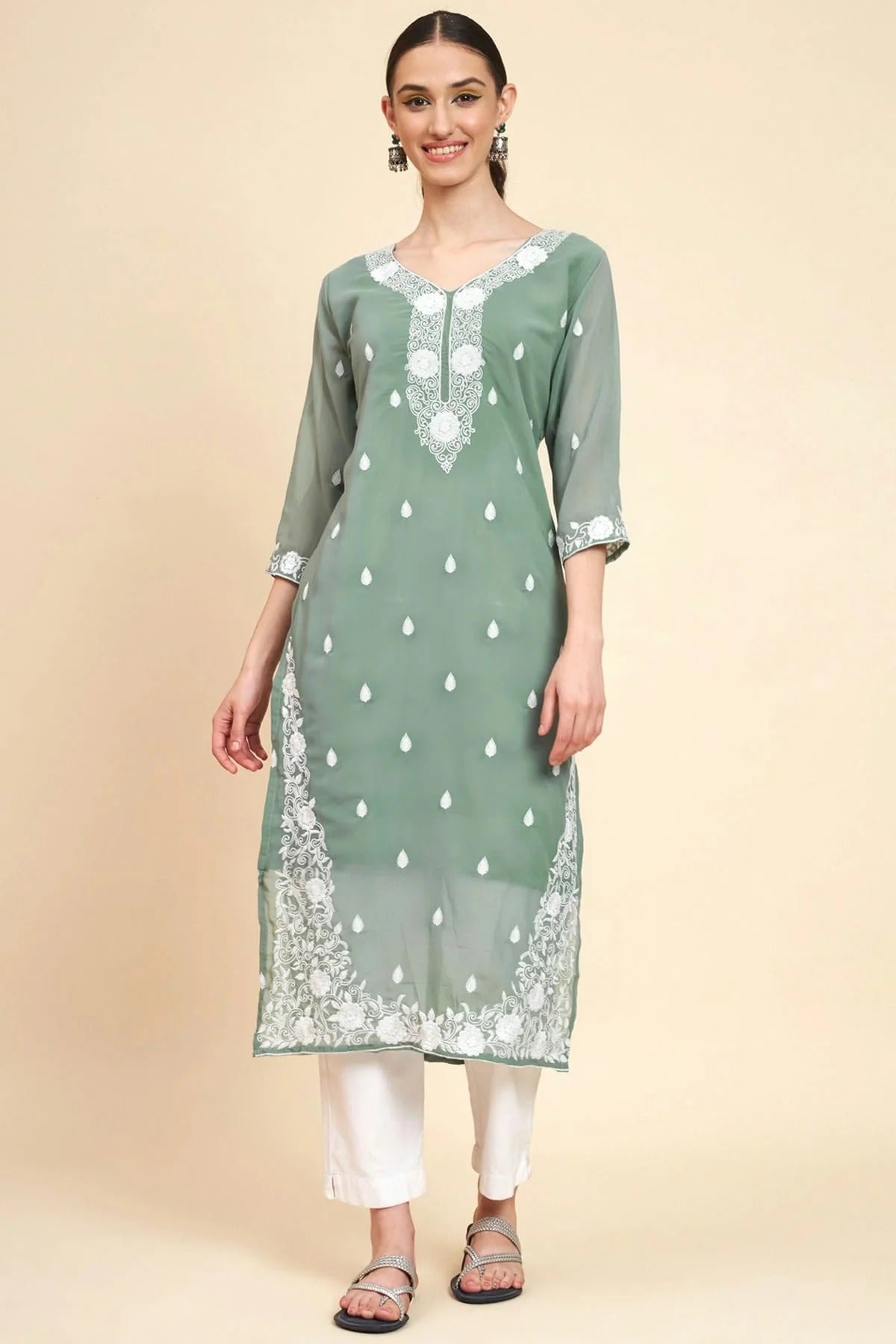 Grey Colour Georgette Kurti KR1111052