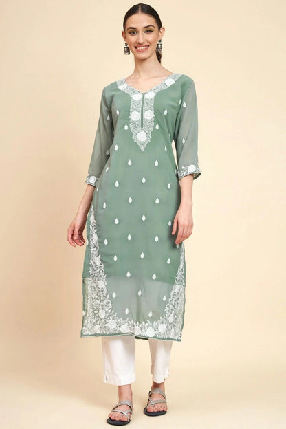 Grey Colour Georgette Kurti KR1111052