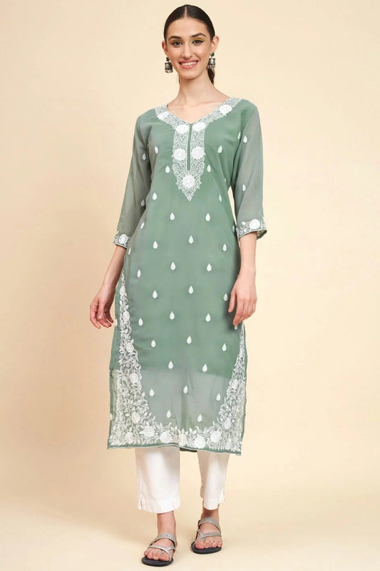 Grey Colour Georgette Kurti KR1111052