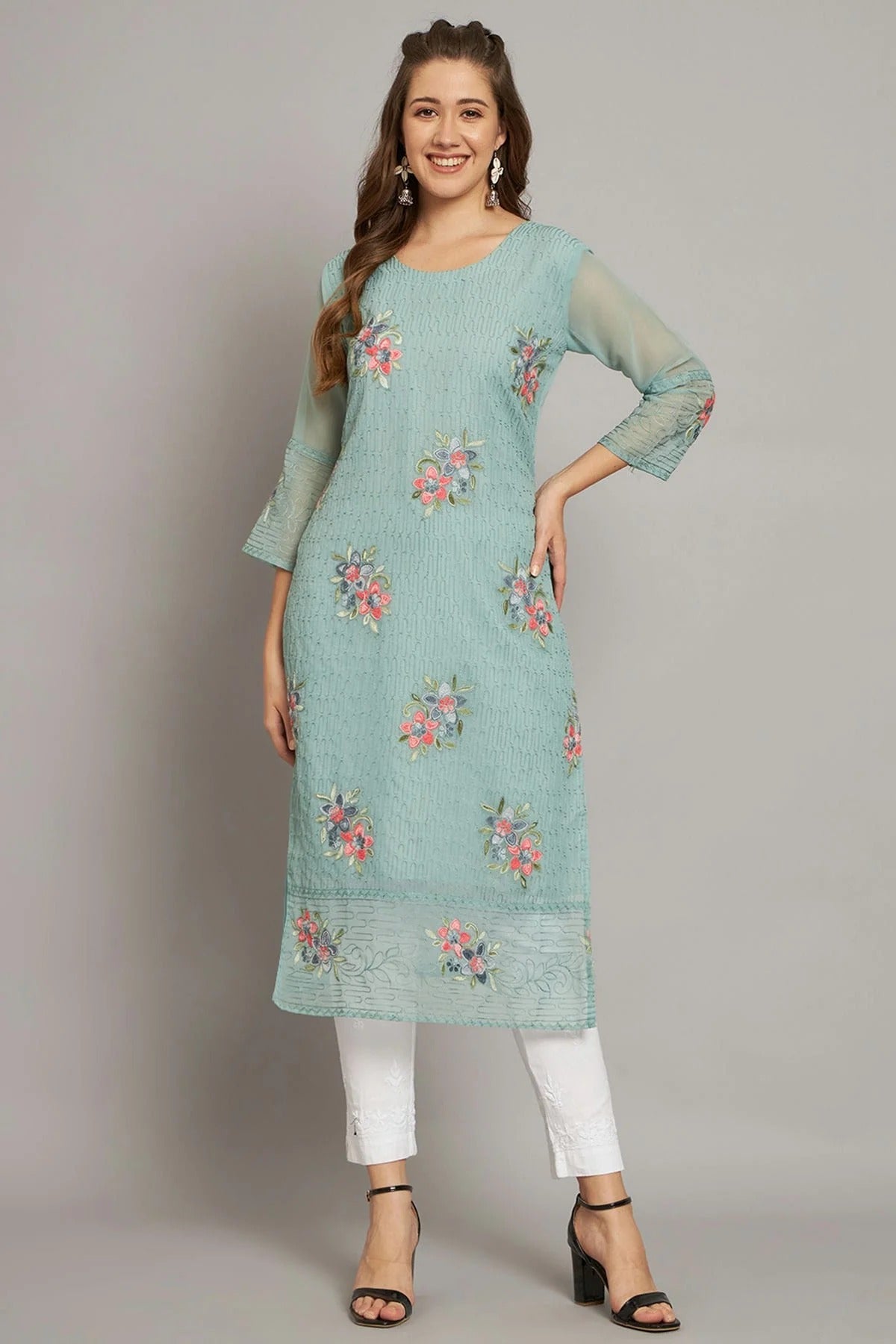 Grey Colour Georgette Kurti KR1111212