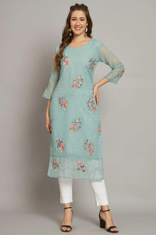 Grey Colour Georgette Kurti KR1111212