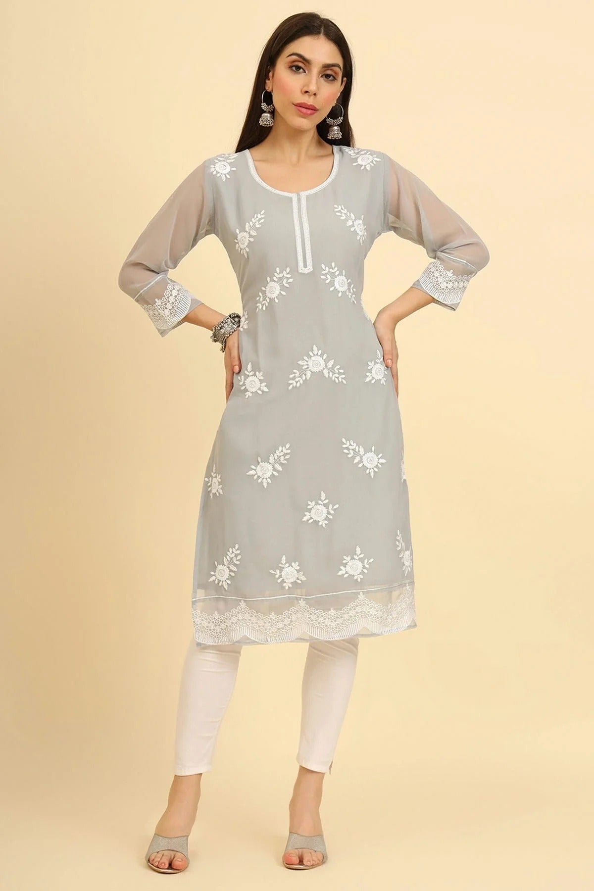 Grey Colour Georgette Kurti KR1111221