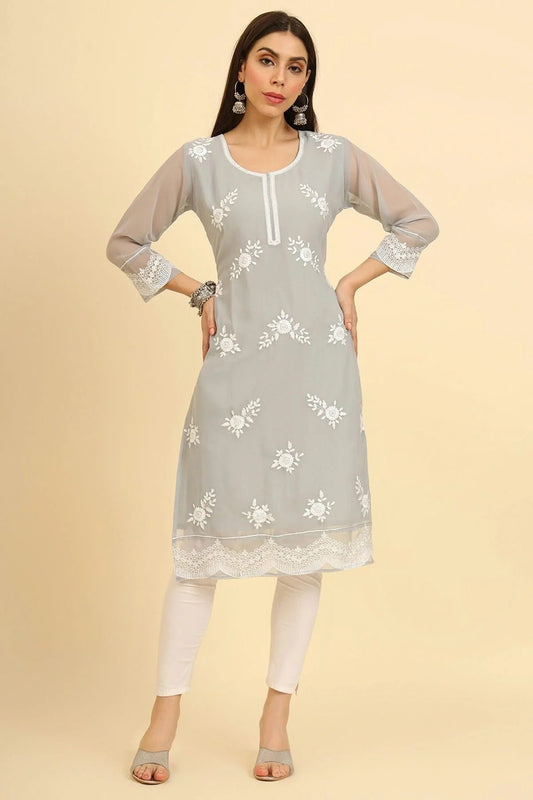 Grey Colour Georgette Kurti KR1111221
