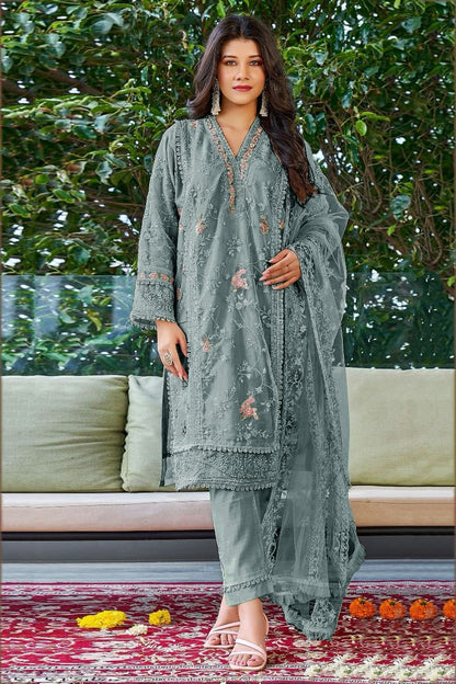 Grey Colour Georgette Pakistani Suit SM1110693