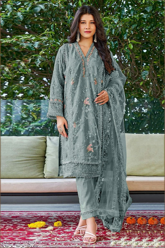 Grey Colour Georgette Pakistani Suit SM1110693