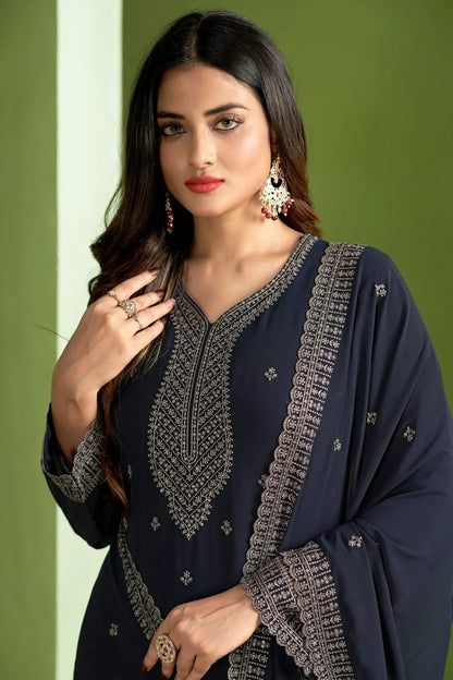 Grey Colour Georgette Pant Style Suit SM1110650 A