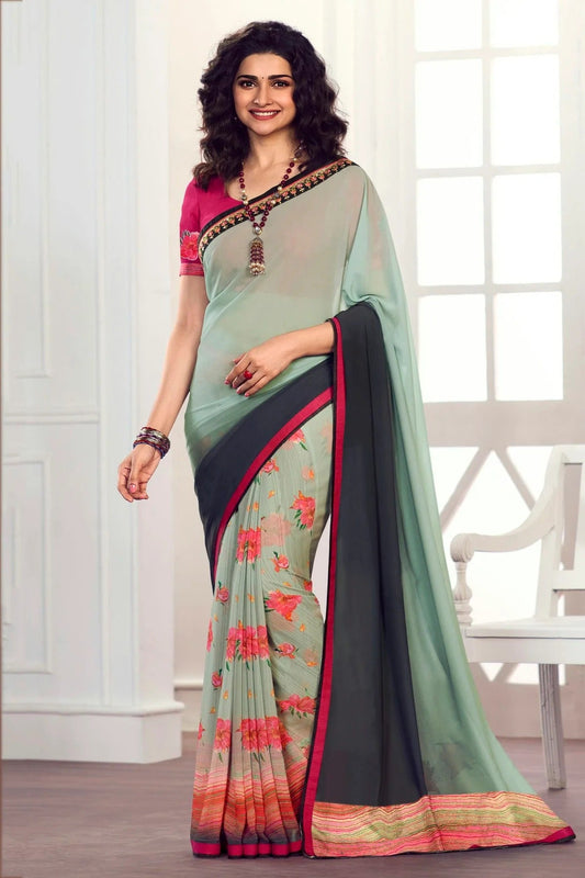 Grey Colour Georgette Printed Saree SD1180057