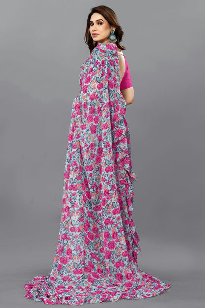 Grey Colour Georgette Ruffle Saree SD1180113 A