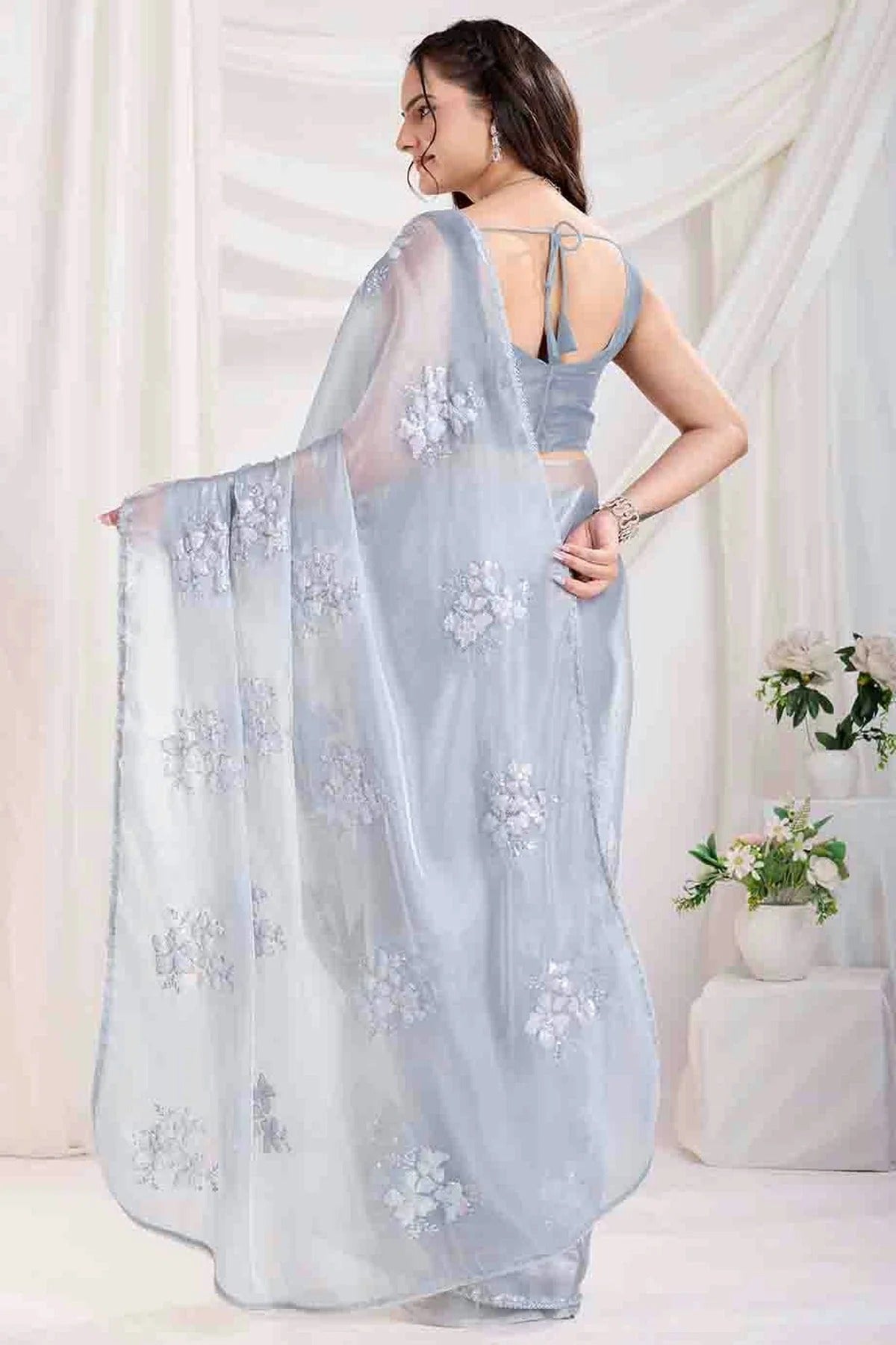 Grey Colour Jimmi Choo Designer Saree SD1112844 A