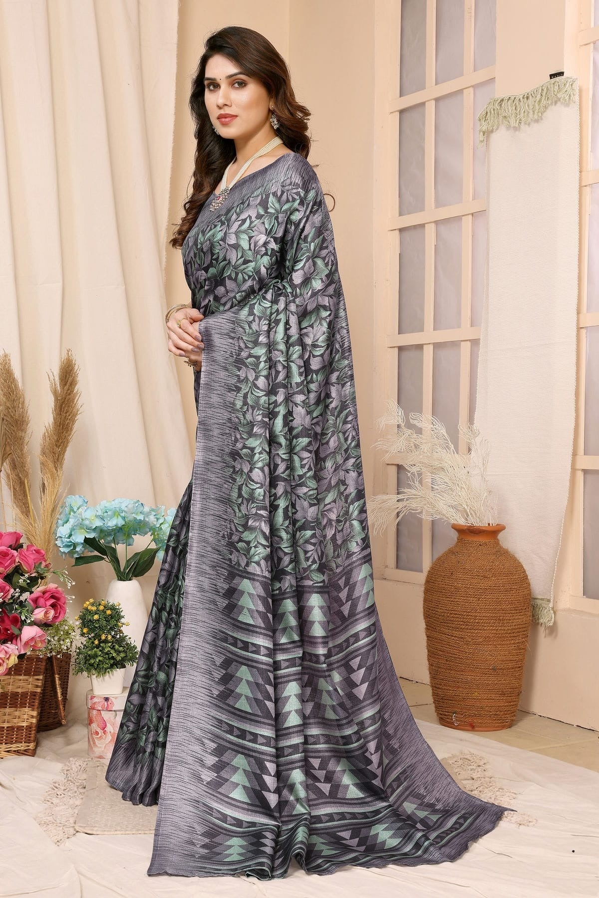 Grey Colour Khadi Silk Saree SD1110116