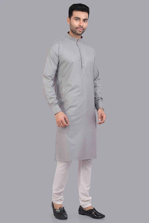 Grey Colour Kurta Pajama In Cotton KP1210181
