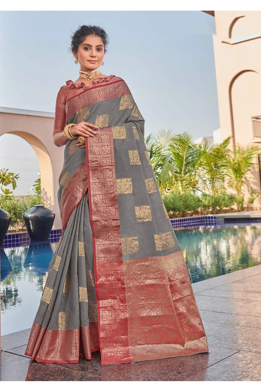 Grey Colour Linen Woven Saree SD1100261