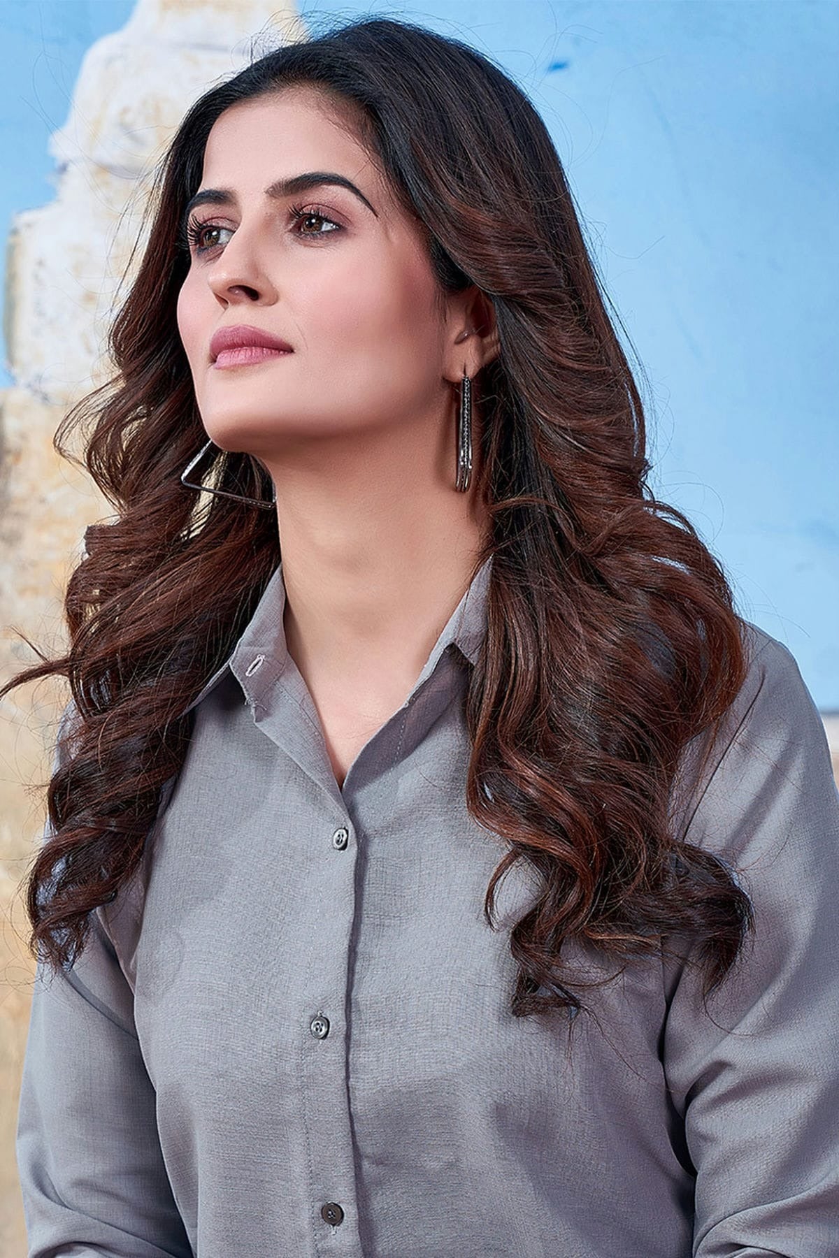 Grey Colour Maaza Cotton Solid  Work Readymade Top TP1110742 A