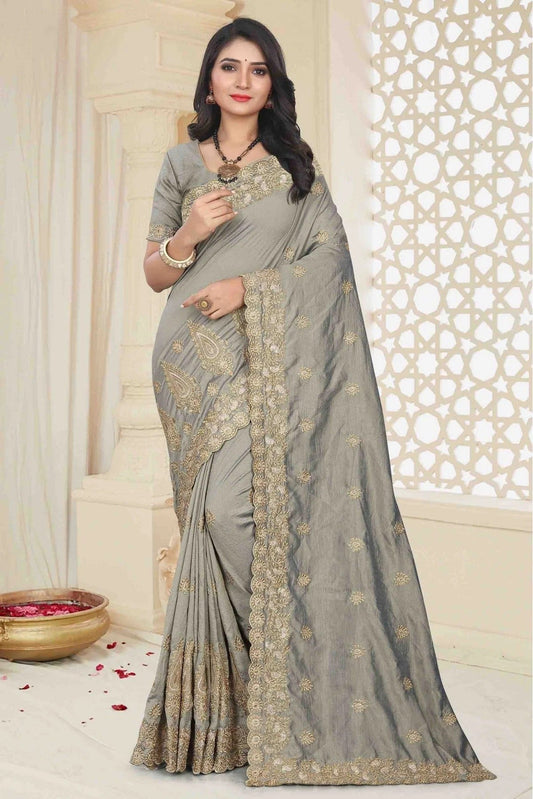 Grey Colour Mayo Silk Designer Saree SD1120504