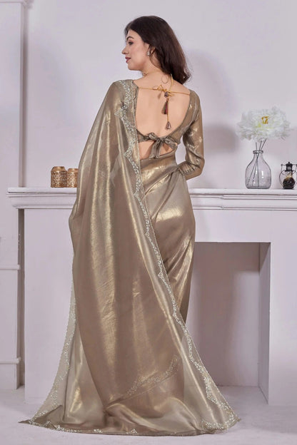 Grey Colour Net Designer Saree LC1121785 A