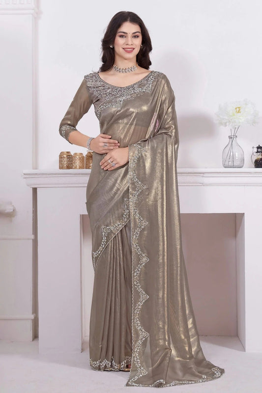 Grey Colour Net Designer Saree LC1121785