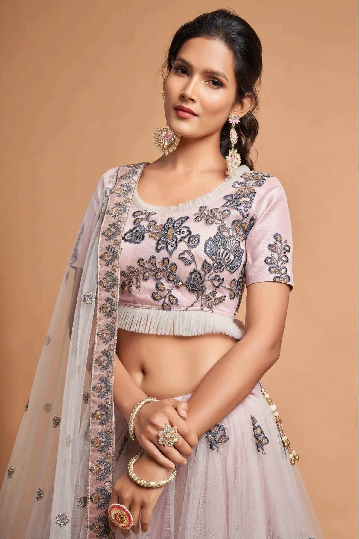 Grey Colour Net Lehenga Choli LC1010115 B