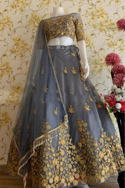 Grey Colour Net Lehenga Choli LC1020079