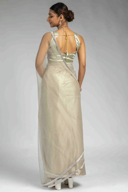 Grey Colour Net Ready To Wear Saree SD1122056 A