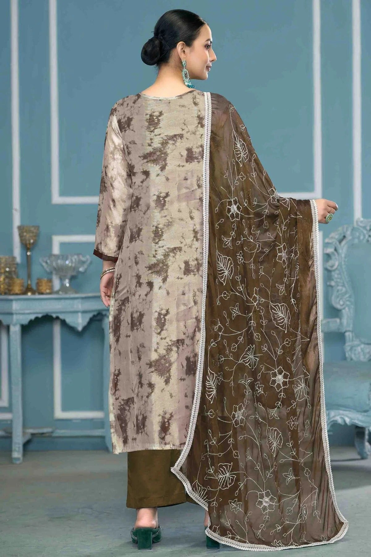 Grey Colour Organza Banarasi Pant Style Suit SM1113236 A
