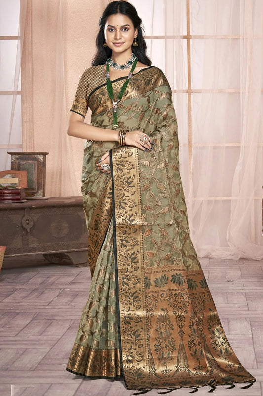 Grey Colour Organza Traditional Saree SD1102589