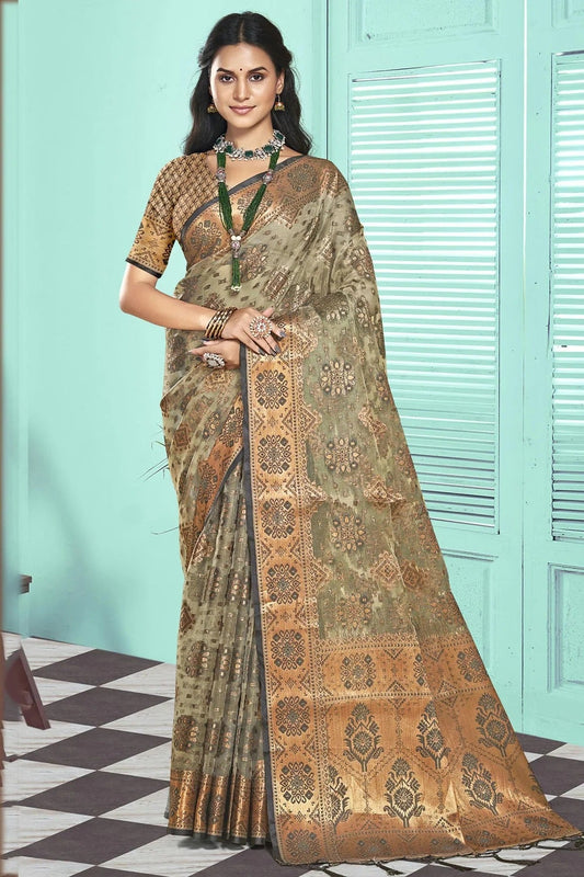 Grey Colour Organza Traditional Saree SD1102597