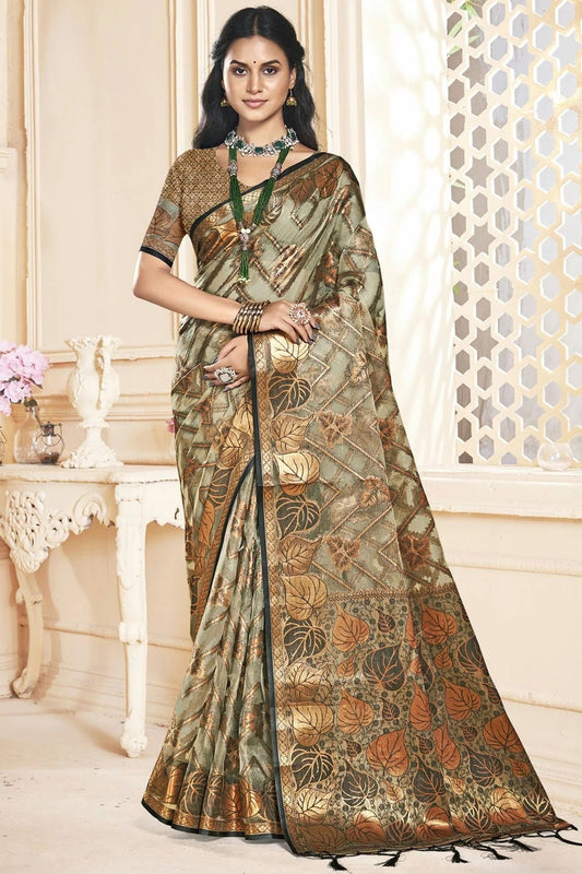 Grey Colour Organza Traditional Saree SD1102606