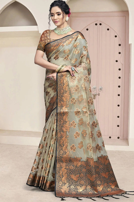 Grey Colour Organza Traditional Saree SD1102620