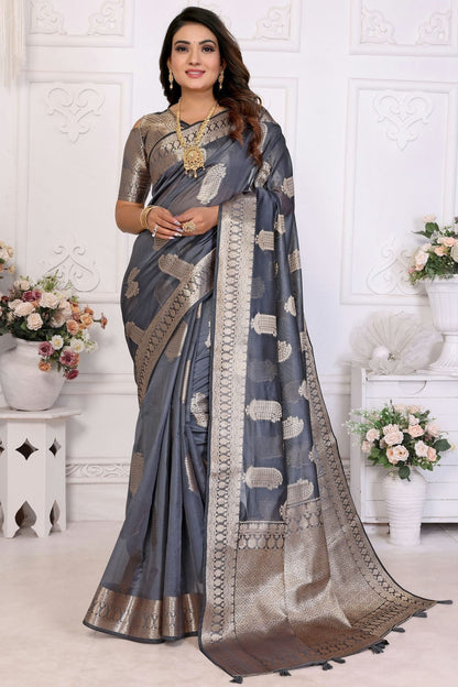 Grey Colour Organza Traditional Saree SD1112712