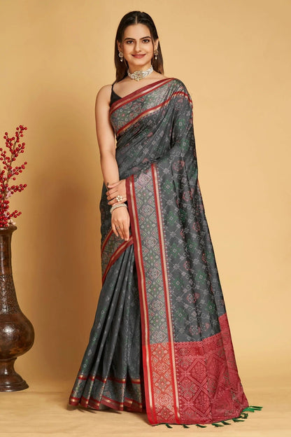 Grey Colour Patola Silk Saree SD1110039