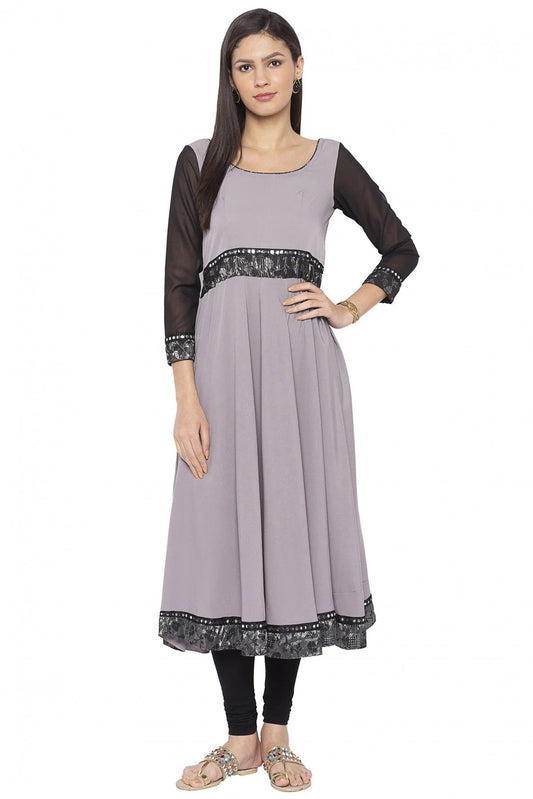 Grey Colour Plus Size Crepe Embroidery Kurti KR1070394