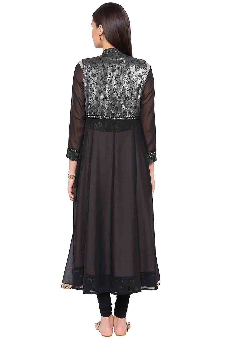 Grey Colour Plus Size Crepe Embroidery Palazzo Pant Suit BW1070236 A