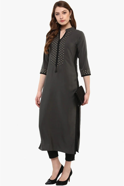 Grey Colour Plus Size Crepe Straight Kurti KR1060203 A