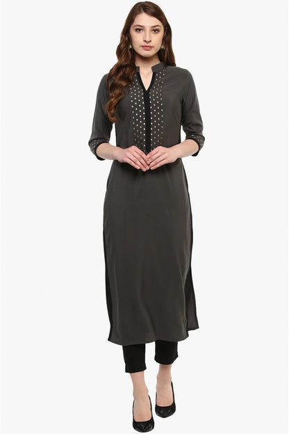 Grey Colour Plus Size Crepe Straight Kurti KR1060203