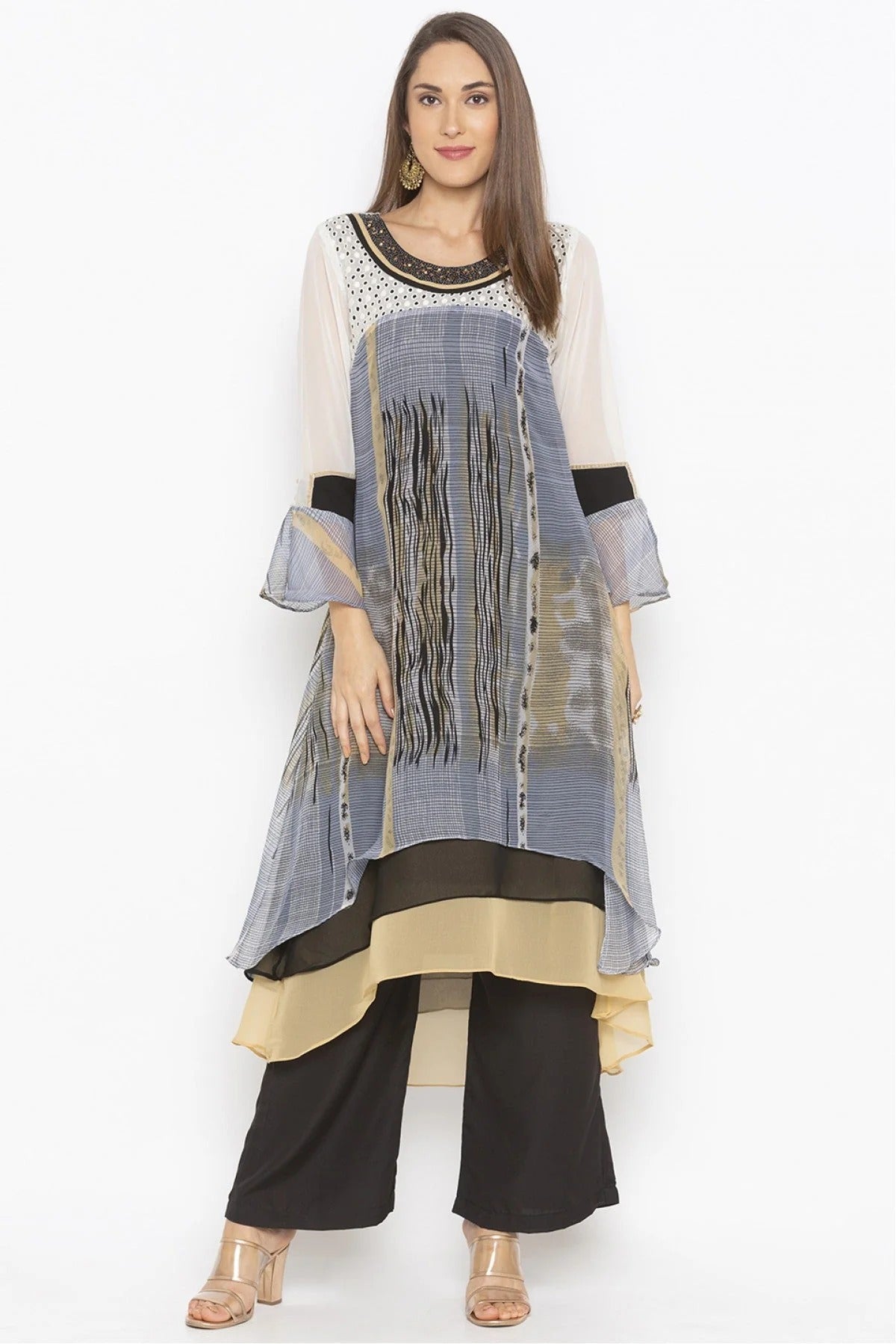 Grey Colour Plus Size Georgette Embroidery Kurta Set KR1070567