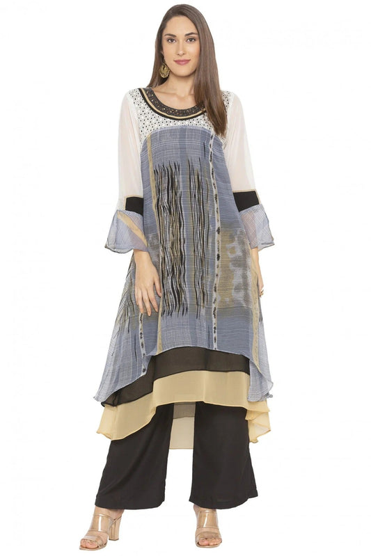 Grey Colour Plus Size Georgette Embroidery Kurti KR1070391