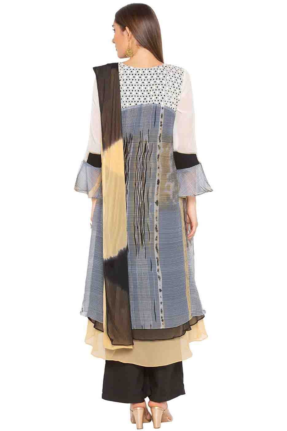 Grey Colour Plus Size Georgette Embroidery Palazzo Pant Suit BW1070231 A