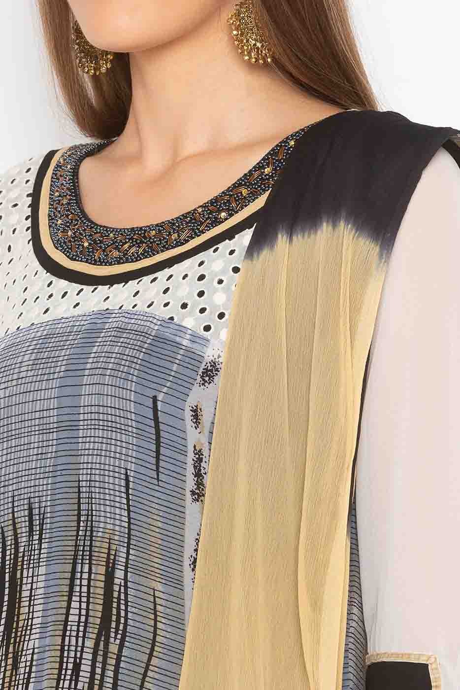 Grey Colour Plus Size Georgette Embroidery Palazzo Pant Suit BW1070231 B