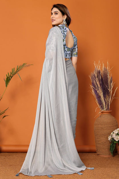 Grey Colour Polyester Printed Saree SD1180103 A