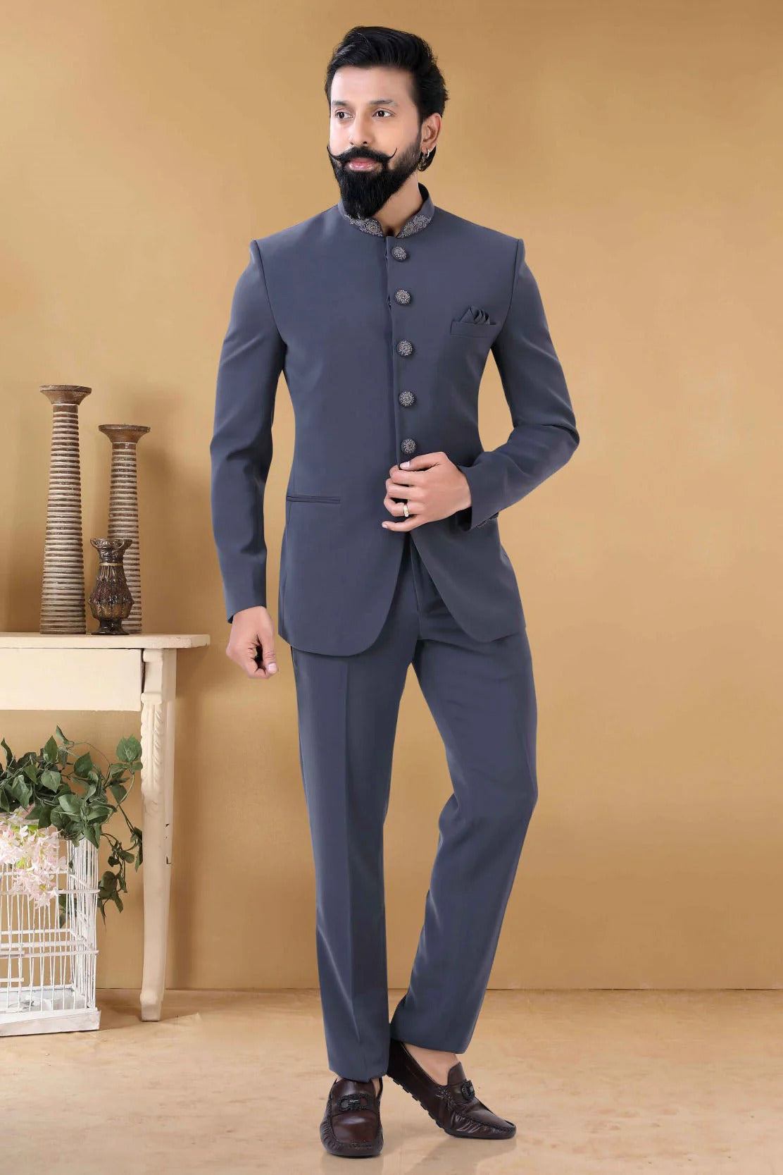 Grey Colour Rayon Jodhpuri Suit SH1130012