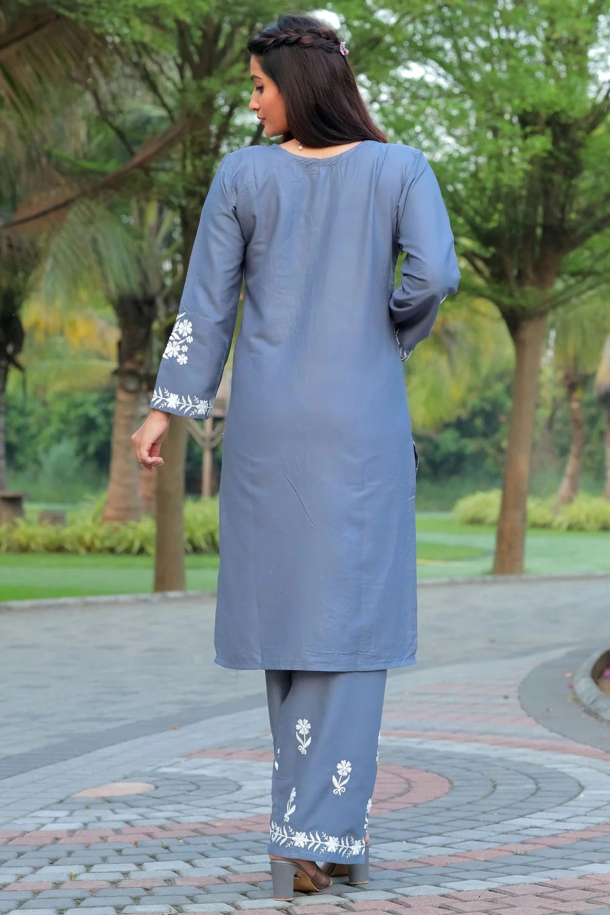 Grey Colour Rayon Kurta And Pant Set KR1111299 A