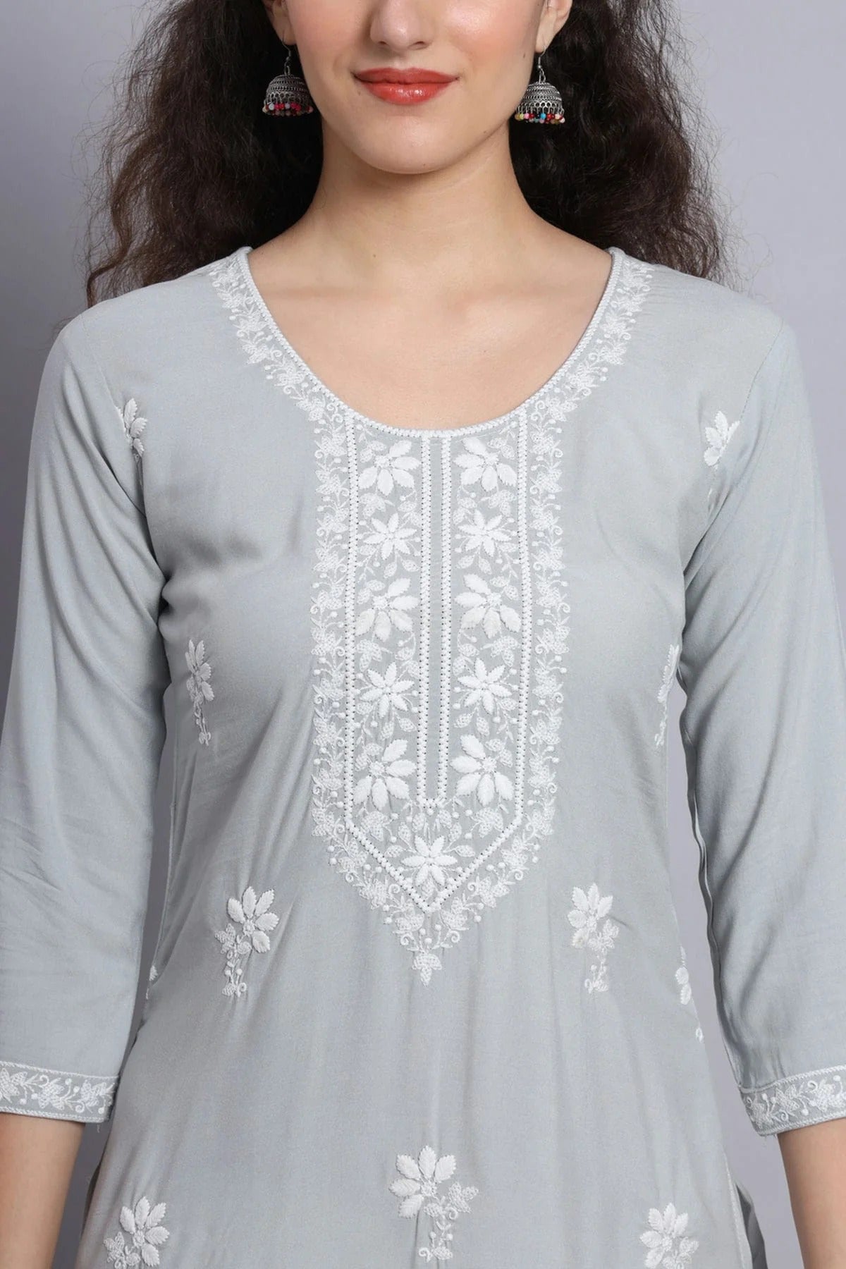 Grey Colour Rayon Kurti KR1111074 A