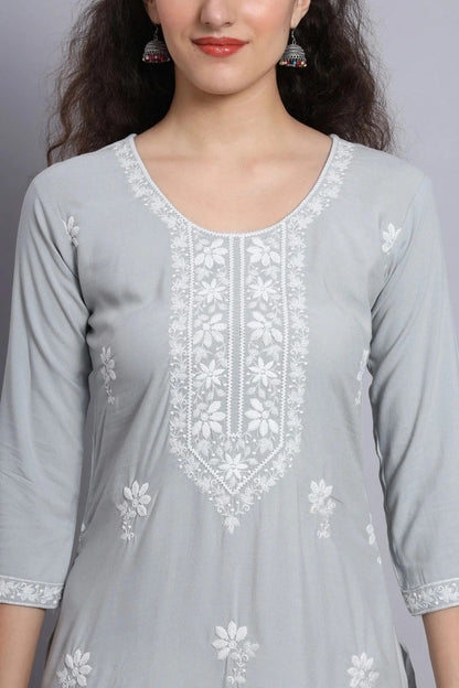 Grey Colour Rayon Kurti KR1111074 A