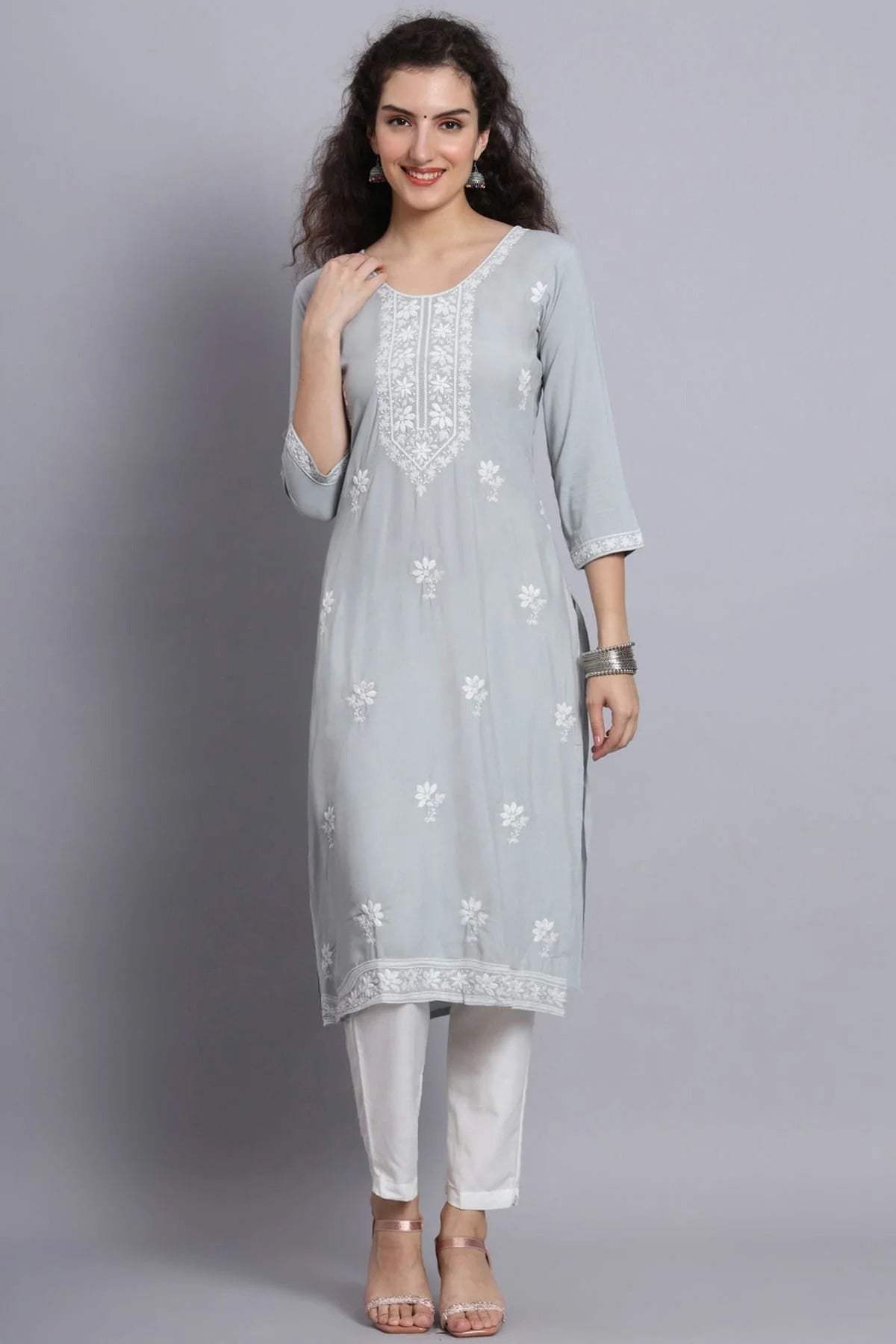 Grey Colour Rayon Kurti KR1111074
